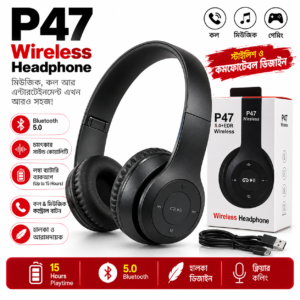 P47 Wireless Bluetooth Headphone 5.0+EDR – Comfortable Over-Ear Headset with Music & Call Support