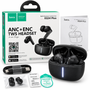 Hoco EQ34 Plus ANC+ENC TWS Earbuds – Bluetooth 5.4, 13mm Driver, 28H Total Playtime
