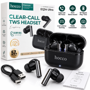 Hoco EQ34 Ultra TWS Earbuds | Clear Call HD Voice | Hi-Fi Stereo | 57H Playtime