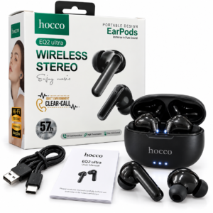 Hoco EQ2 Ultra Wireless Stereo Earbuds – Clear Call, 57H Play Time & Bluetooth 5.4